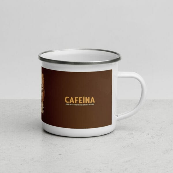 Taza esmaltada de 12onz sublimada de serie cafeína con diseño "adicto al café" - Jorge A. Merino - Amejoartes - El Salvador